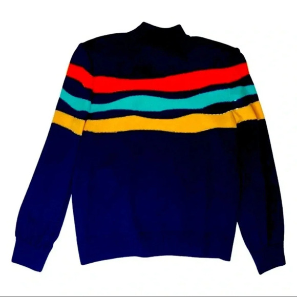 St John Vintage Navy Beaded Mock Neck Sweater Size Small - Picture 1 of 5
